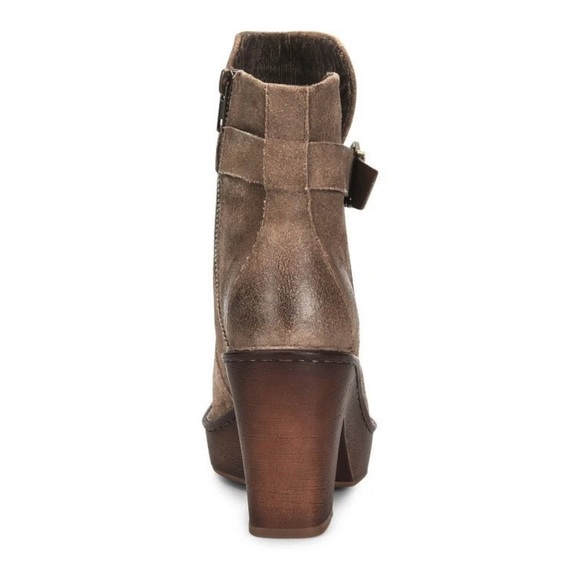BORN Hailey Buckle Platform Leather Bootie/Side Zip US 9.5 M Taupe Distressed - Picture 8 of 13